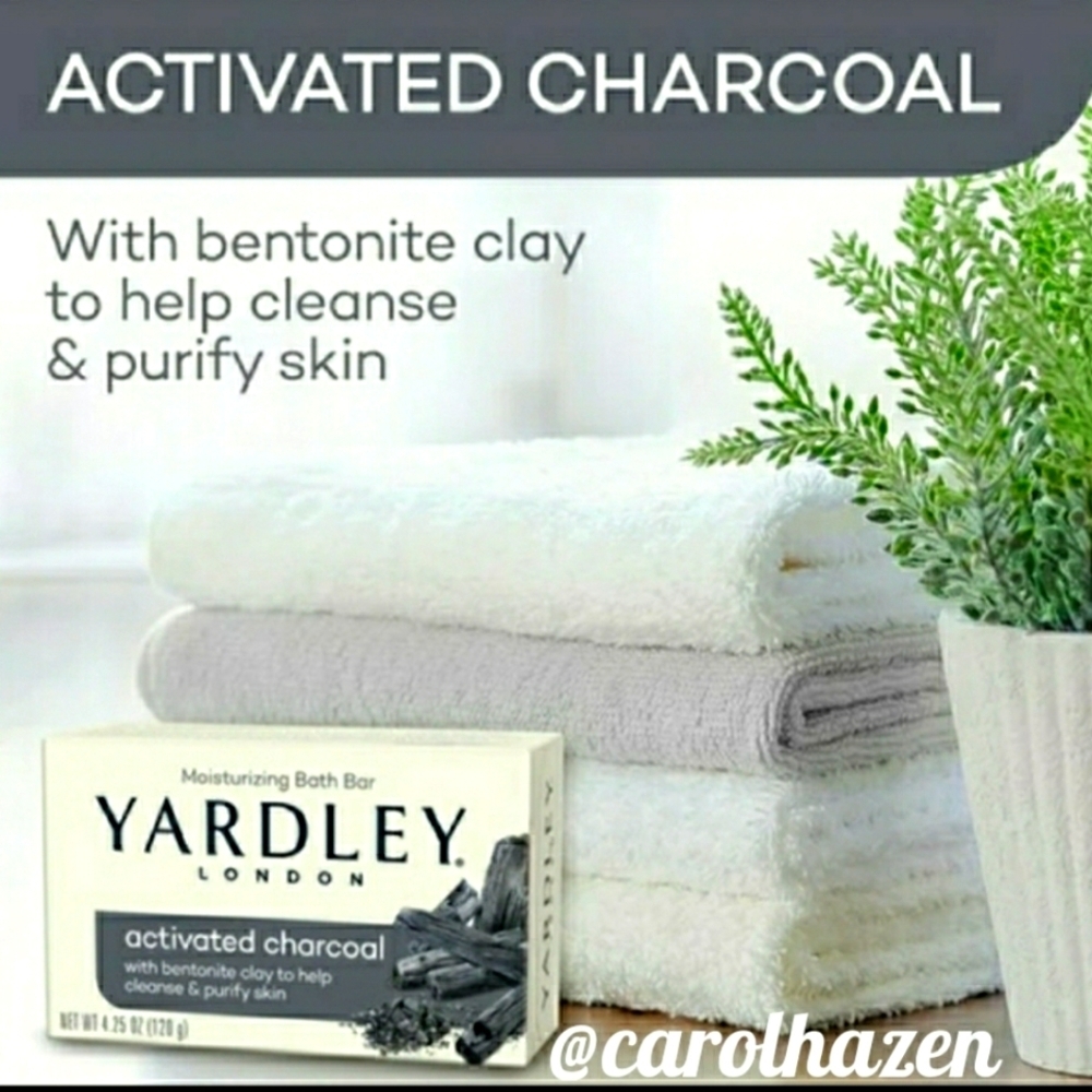 Yardley of London 3 Bars Activated Charcoal Soaps NIB Gifts Exfoliating